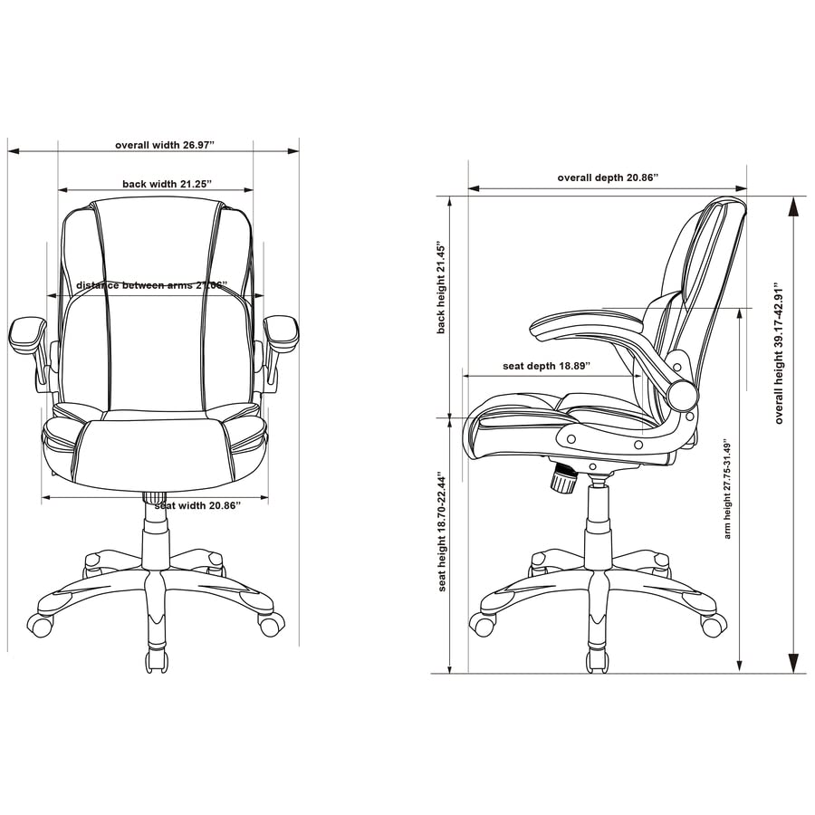 LLR81802 - Soho Flip Armrest Mid-back Leather Chair