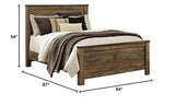 Queen Size Panel Bed with Headboard, Footboard, Platform, Wooden Slats in Wood, in