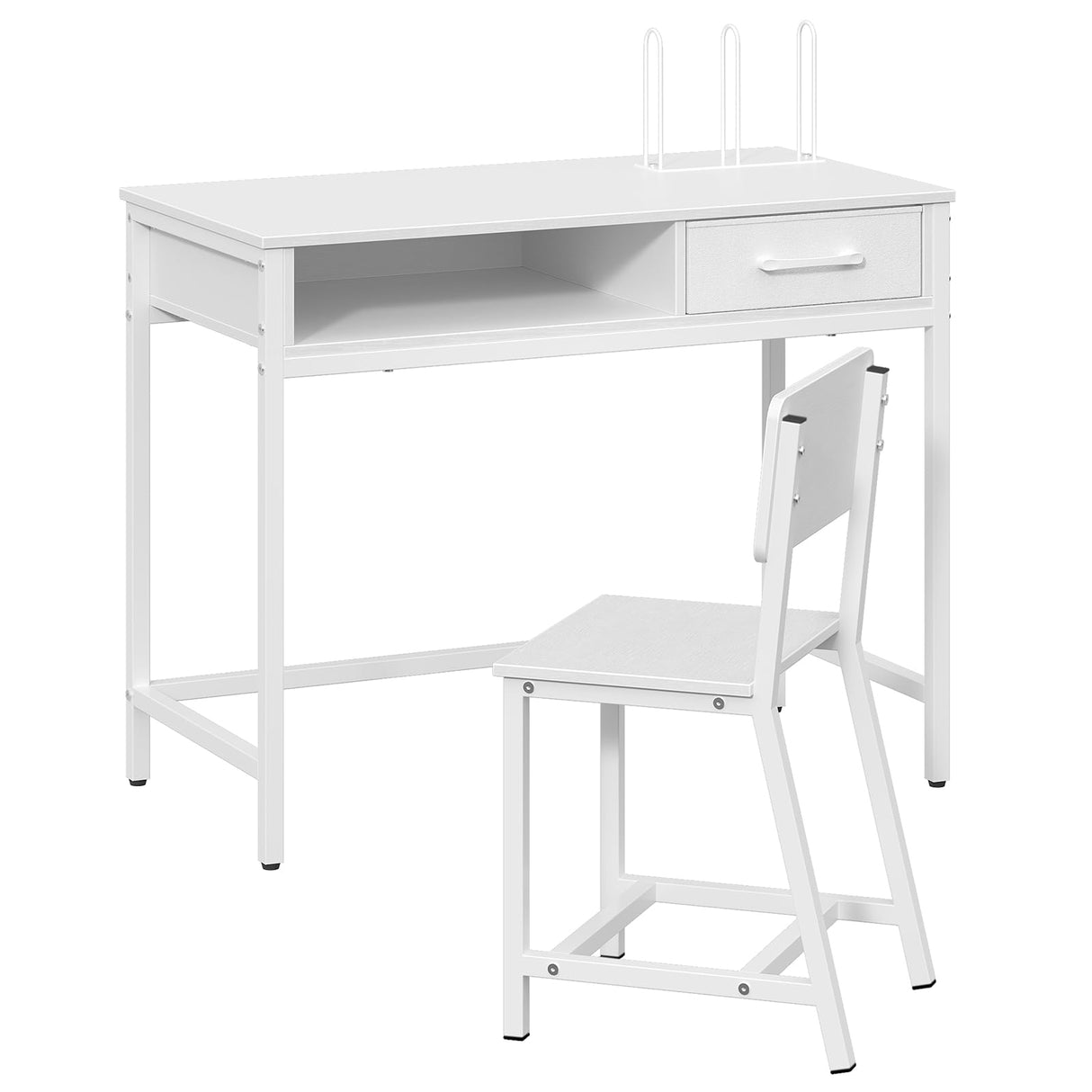 Student Writing Desk, Kids Study Desk with Book Sorter and Fabric Drawer, Kids Wooden