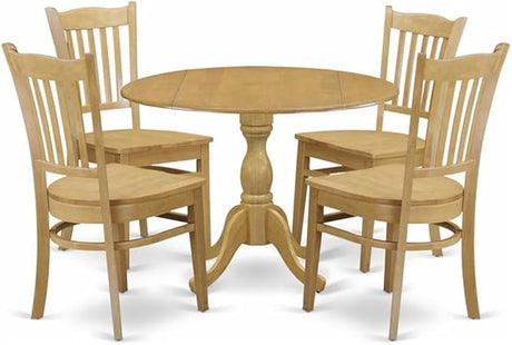 DMGR3-OAK-W 3 Piece Modern Dining Table Set Contains a Round Wooden