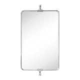 Chrome Rounded Rectangle Pivot Bathroom Mirror 14 x 22 Inch