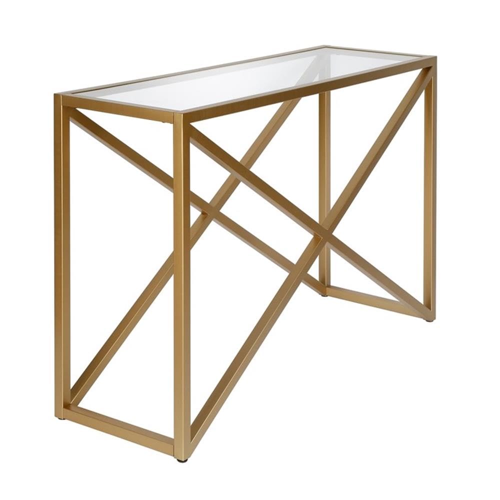 Geometric Metal Console Table in Brass