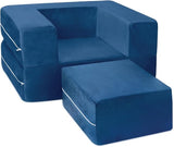 Modular Kids Sofa for Toddler and Baby Playroom/Bedroom Furniture (Navy Blue) with Bonus Pillow