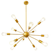 Gold Sputnik Chandeliers, 12 Lights Plating Golden Chandelier Light Fixture for Dining Room,