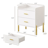 2 Drawer White Nightstand for Bedroom, Mid Century Modern End Table with Charging Station Farmhouse Storage Night Stand Side Table with USB Ports and Outlets for Living Room