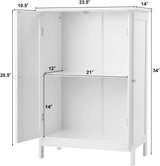 Bathroom Floor Cabinet, Freestanding Storage Cabinet with Double Doors and Shelf,