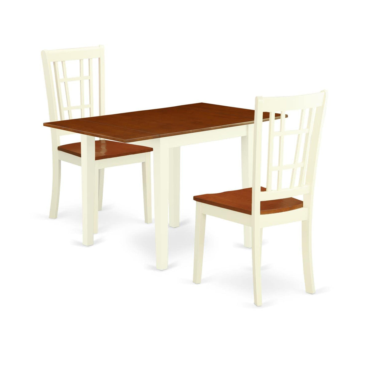 NDNI3-WHI-W Norden 3 Piece Dinette Set for Small Spaces Contains a Rectangle Table