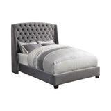 Pissarro Transitional Velvet Upholstered Eastern King Size Wingback Bed Frame
