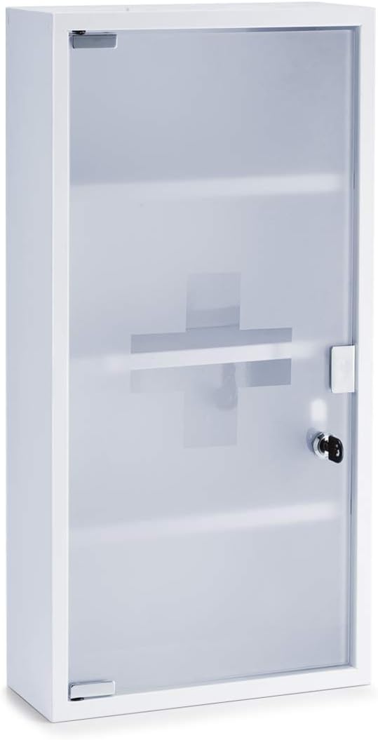 18122 Medicine Cabinet, Metal, White, 30 x 12 x 60 cm