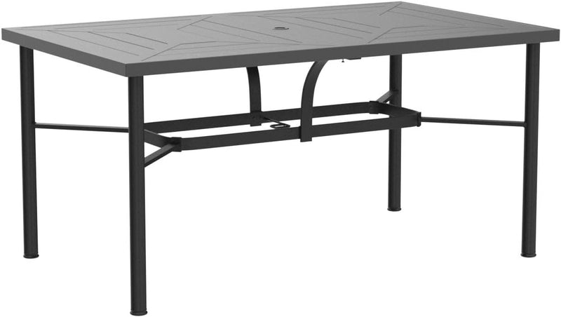 64" Large Metal Outdoor Dining Table, Black Rectangle Patio Table Furniture