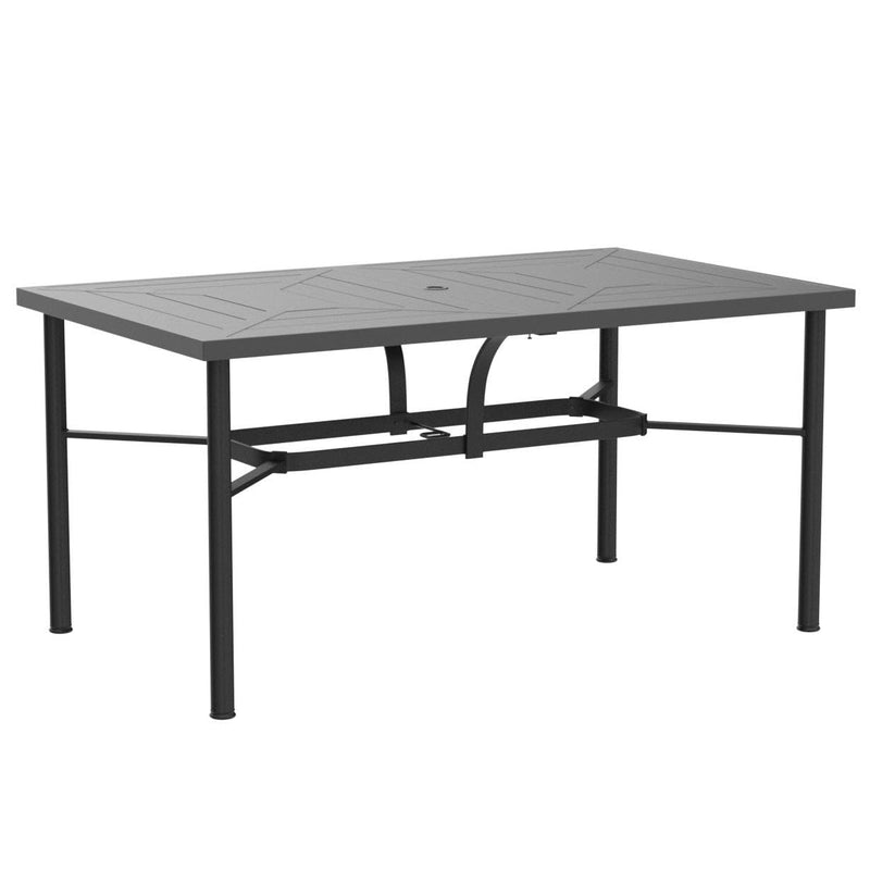 64" Large Metal Outdoor Dining Table, Black Rectangle Patio Table Furniture
