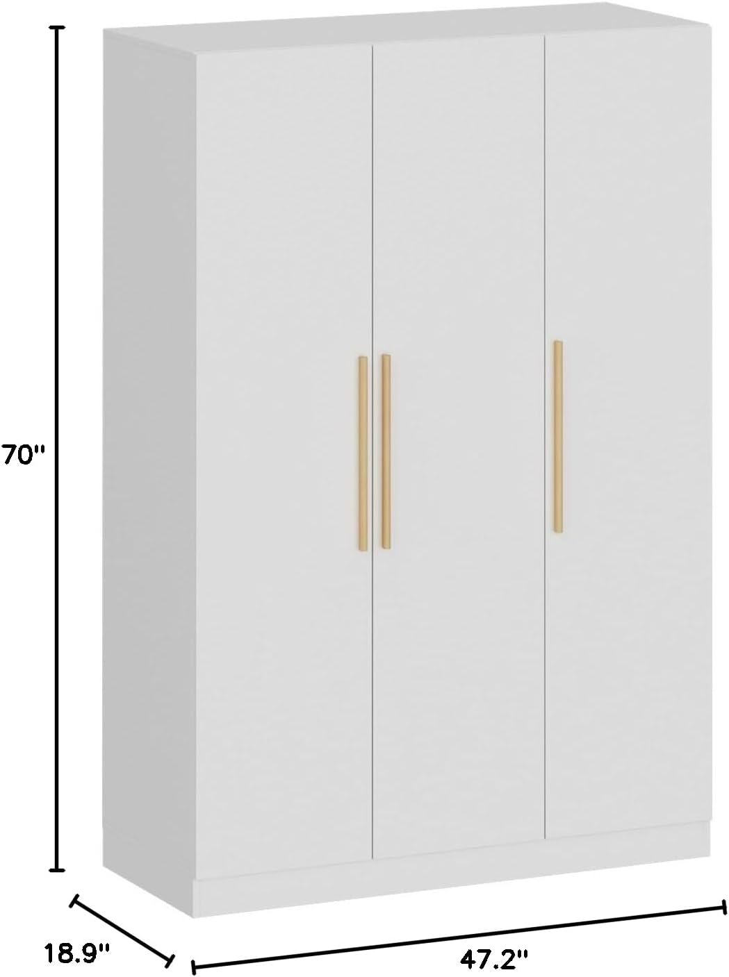 Large Wardrobe Armoire Wooden Closet with 3 Doors for Bedroom Hanging