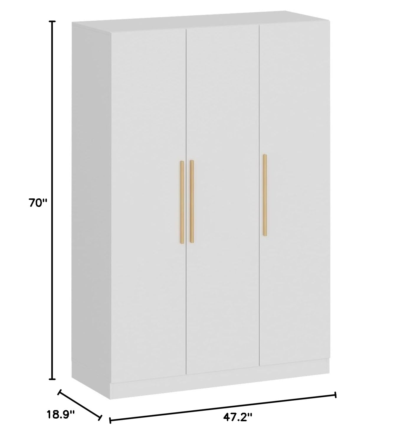 Large Wardrobe Armoire Wooden Closet with 3 Doors for Bedroom Hanging
