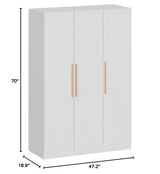 Large Wardrobe Armoire Wooden Closet with 3 Doors for Bedroom Hanging