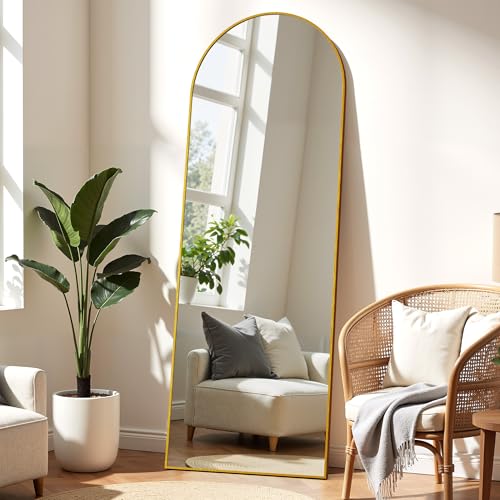 Arched Full Length Mirror 59x16 - Gold Aluminum Frame