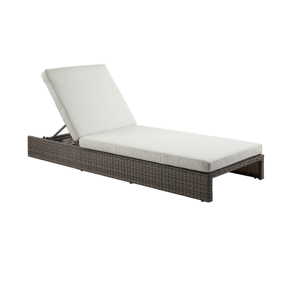 Furniture Adjustable Patio Lounge with Cushions, Beige and Gray