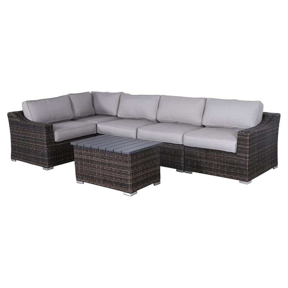 Marina Collection Patio Furniture Sofa Garden, Sectional Furniture Set Resort Grade Furniture. No Assembly Required [CM-5908] (6 Piece, Marina Brown)