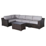 Marina Collection Patio Furniture Sofa Garden, Sectional Furniture Set Resort Grade Furniture. No Assembly Required [CM-5908] (6 Piece, Marina Brown)