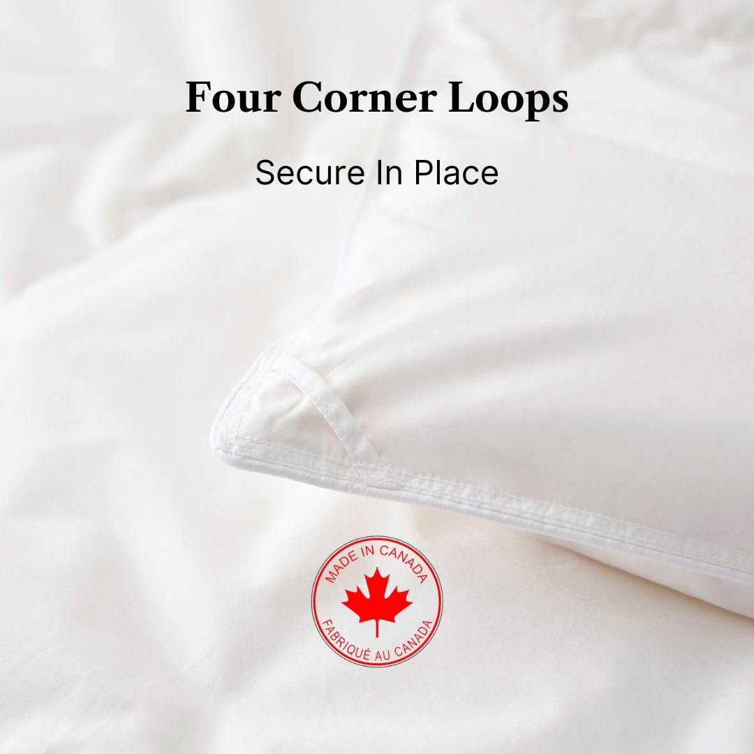 Royal Elite Goose Feather Down Comforter King Size-Made in Canada White Goose Feather Duvet Insert-Fluffy Hotel Comforter with Oeko Tex Cotton Shell