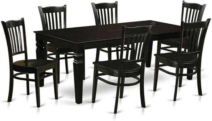 LGGR9-LWH-W 9 Piece Kitchen Table Set Includes a Rectangle Dining Table with Butterfly