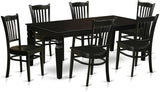 LGGR9-LWH-W 9 Piece Kitchen Table Set Includes a Rectangle Dining Table with Butterfly