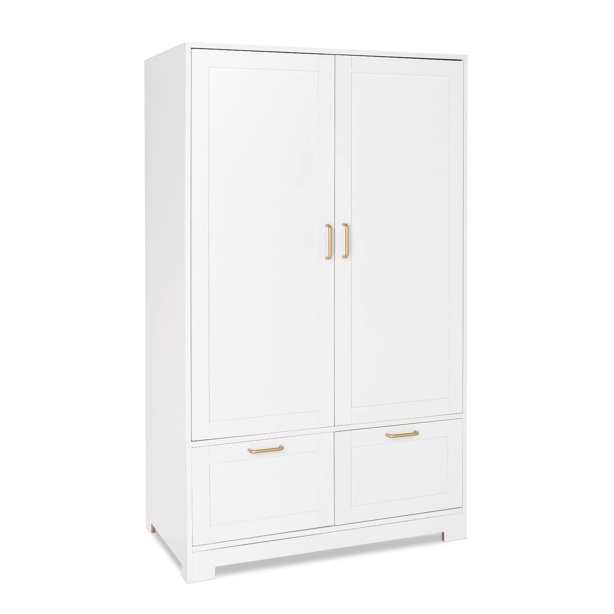 Wide White Armoire Wardrobe Closet with Adjustable Shelves and Drawers