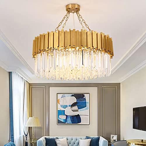 Drum K9 Crystal Pendant Light Post-Modern Living Room LED Chandelier Lamp Art Deco