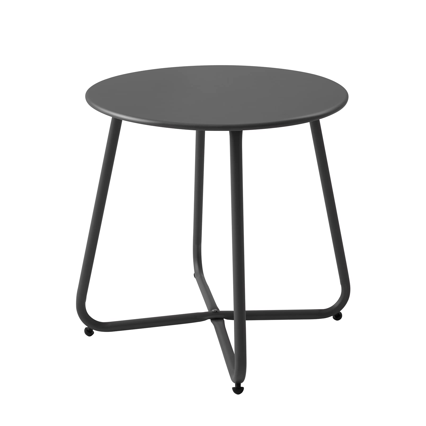 Meluvici Patio Small Side Table Waterproof Round Metal Steel Weather Resistant Portable Outdoor and Indoor End Table for Garden Balcony Yard, Black - Bircata