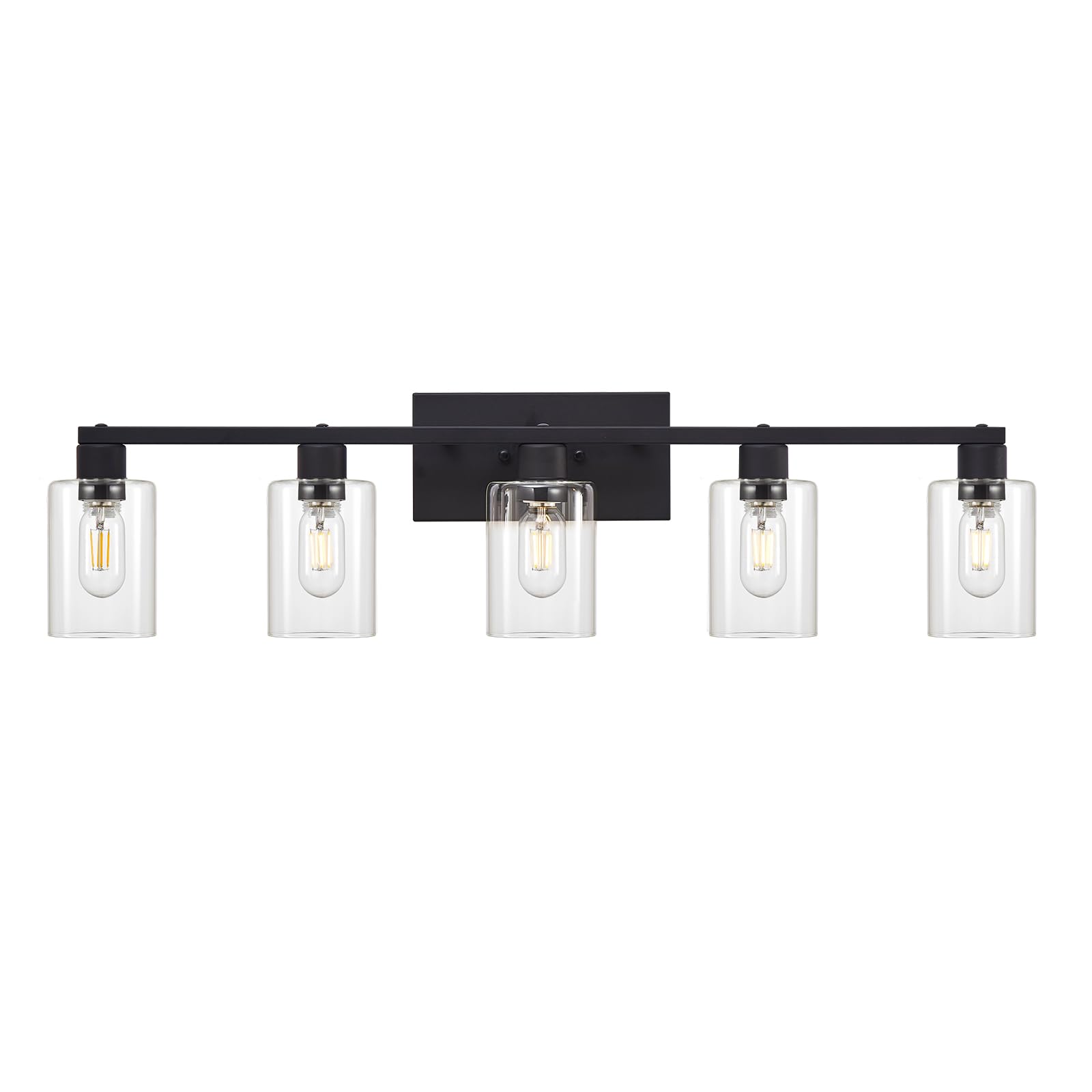 5 Light Bathroom Light Fixtures, Matte Black Bathroom Vanity Light