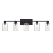 5 Light Bathroom Light Fixtures, Matte Black Bathroom Vanity Light
