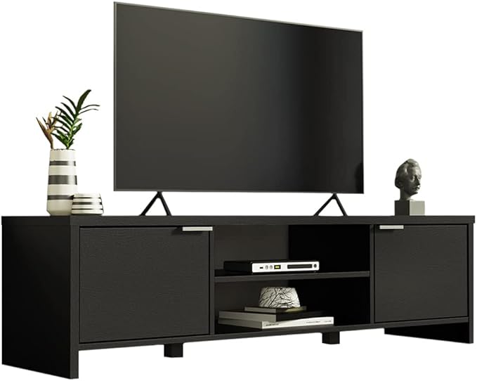 Large Media Console with Cable Management for 65, 75 Inch Media Storage Gaming Living