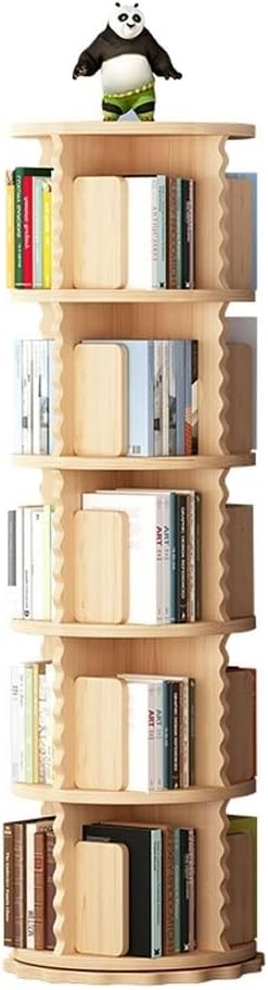 Bedroom Book Shelf Bookcase Pine Rotating Bookshelf Floor Solid Wood Simple Home