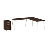 L Shaped Computer Desk 72 inch with 3 Drawer Mobile File Cabinet, PC Corner Table