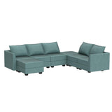 Orage U Shape Corner Sectional Sofa Set, Aqua Blue