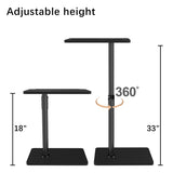 Sofa Armrest Tray Table for Couch - 360° Swivel Height Adjustable End for Small Spaces