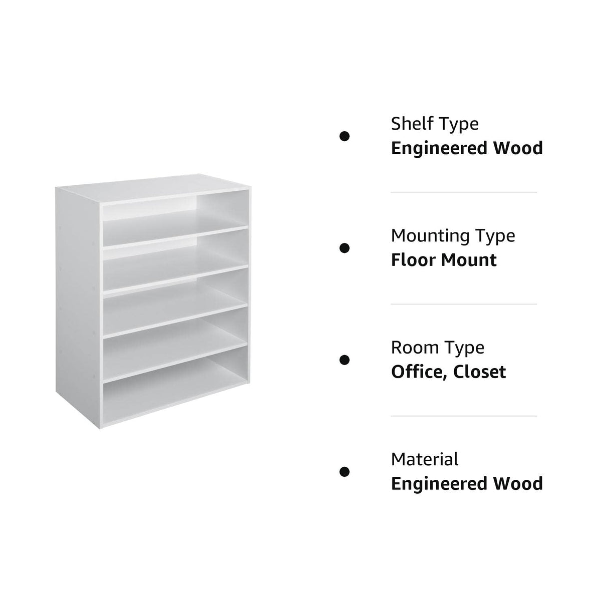 1565 Stackable 5-Shelf Organizer, White