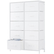 Dresser for Bedroom Storage Tower, Chest Fabric Bins Sturdy Metal Frame Wood Tabletop