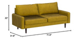 Americus Velvet Upholstered 3 Seater Couch for Living Room, with Luxurious Mid Century