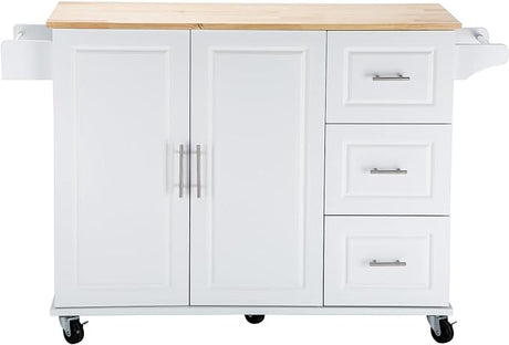 Large Kitchen Island with Storage, Kitchen Cart on Wheels with 2 Large Drawers