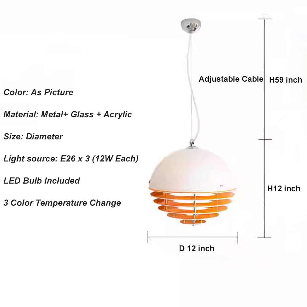 Orange Kitchen Pendant Light - 12 Inch Sunset Farmhouse Fixture