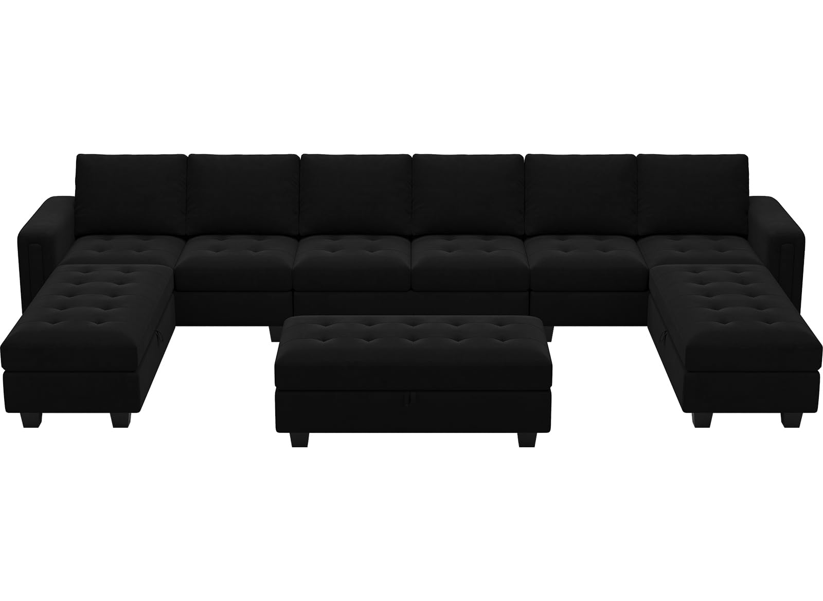 Velvet U Shaped Modular Sectional Sofa Set with Storage Ottoman