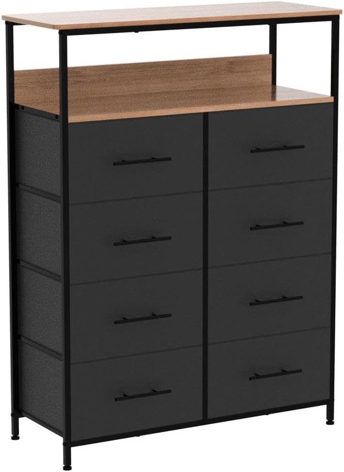 8 Drawer Dresser with 2-Layer Shelves, Chest of Drawers for Bedroom