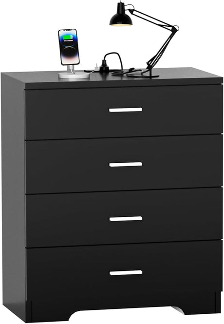 Dresser with Power Outlets Wooden 6 Drawer Dresser with USB and Type