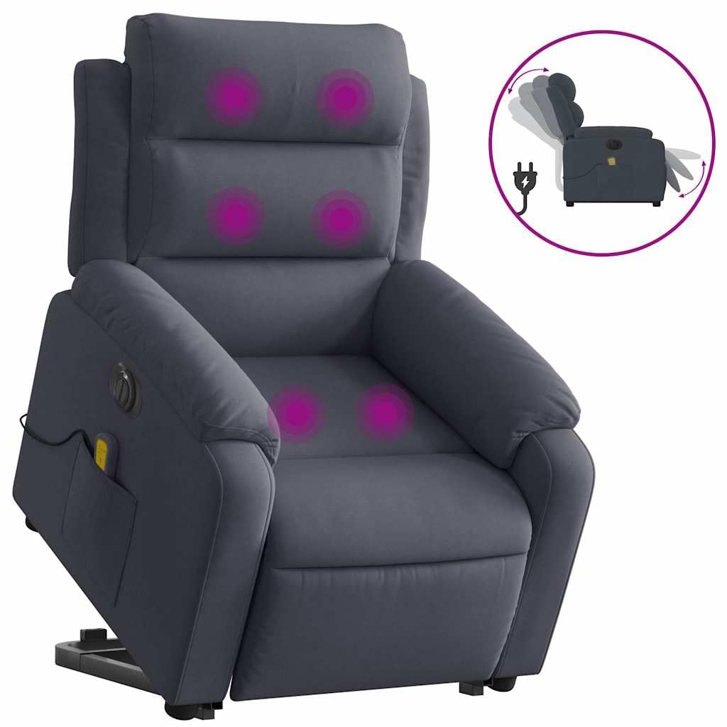 Stand-Up Massage Recliner Chair - Lift & Tilt, Vibration Massage, Plush Velvet Comfort,