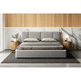 Venice Upholstered Platform Bed | Box Spring Not Required | (Grey Boucle, King Bed