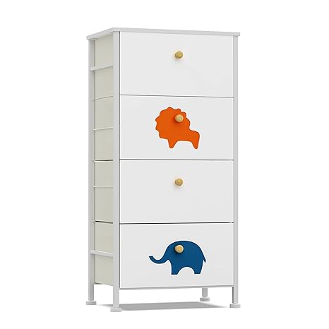 Dresser for Bedroom, Baby Dresser with 8 Fabric Drawers Tall Storage Organizer for Toddler Child