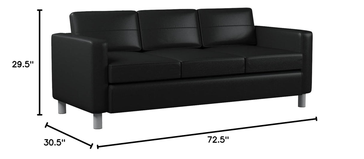 Pacific Sofa with Padded Box Spring Seats and Silver Finish Legs