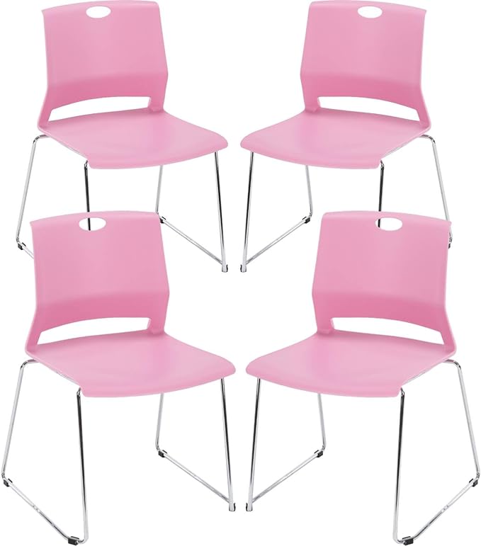 Waiting Room Chairs, Pack of 4 Plastic Chairs Office Guest Chairs & Reception Chairs Staking Chairs for Meeting Room,
