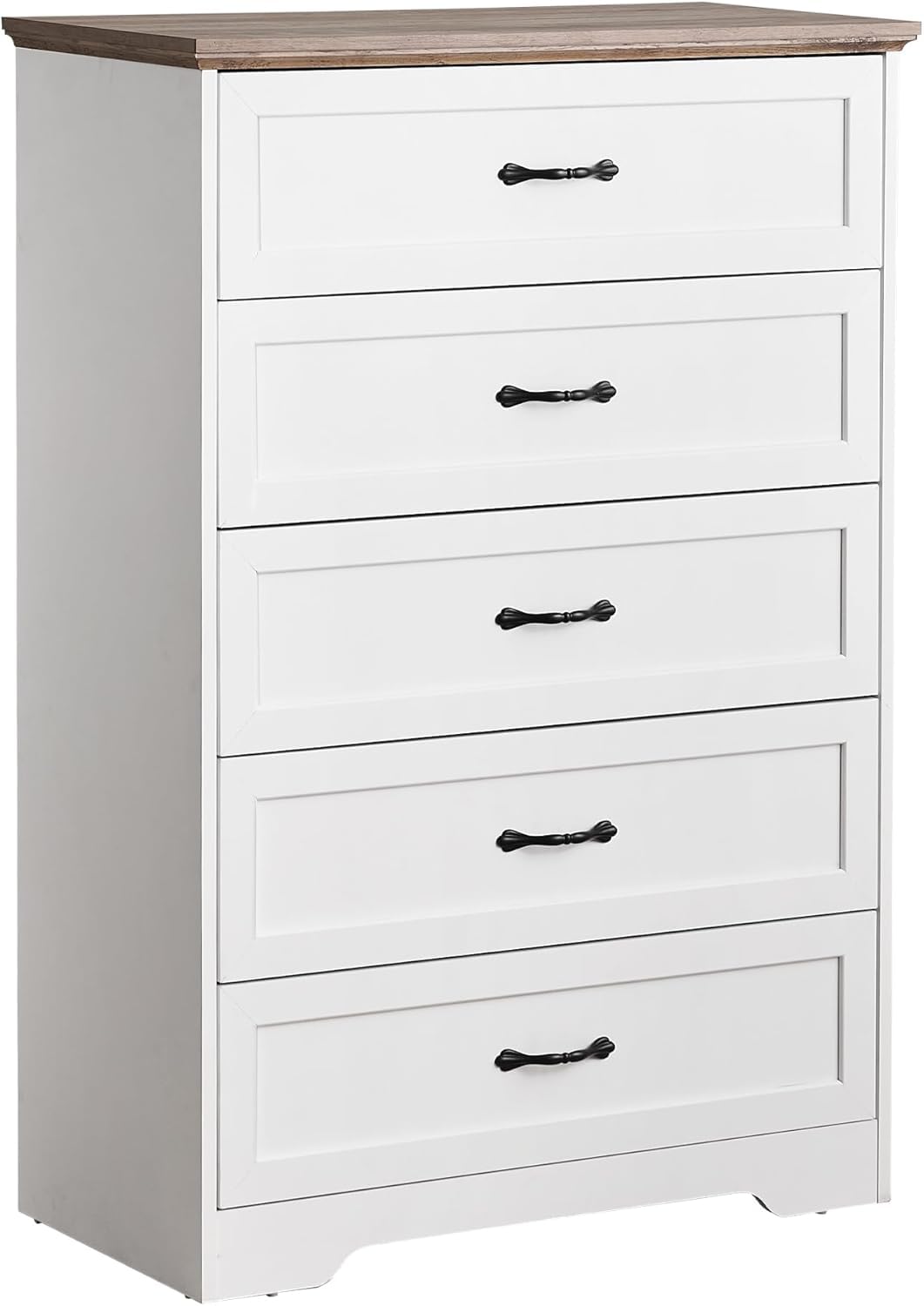 Dresser with 5 Drawers White Modern Chest of Drawers Large Capacity Storage Wood