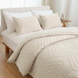 White Comforter King Size 3Pcs, Boho Comforter Set King White Farmhouse Bedding